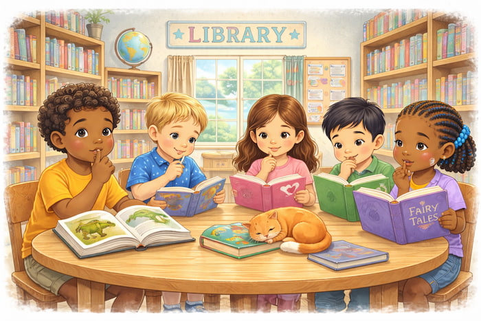 Quiet reading time in the library