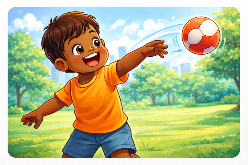 Boy playing with a ball in the park