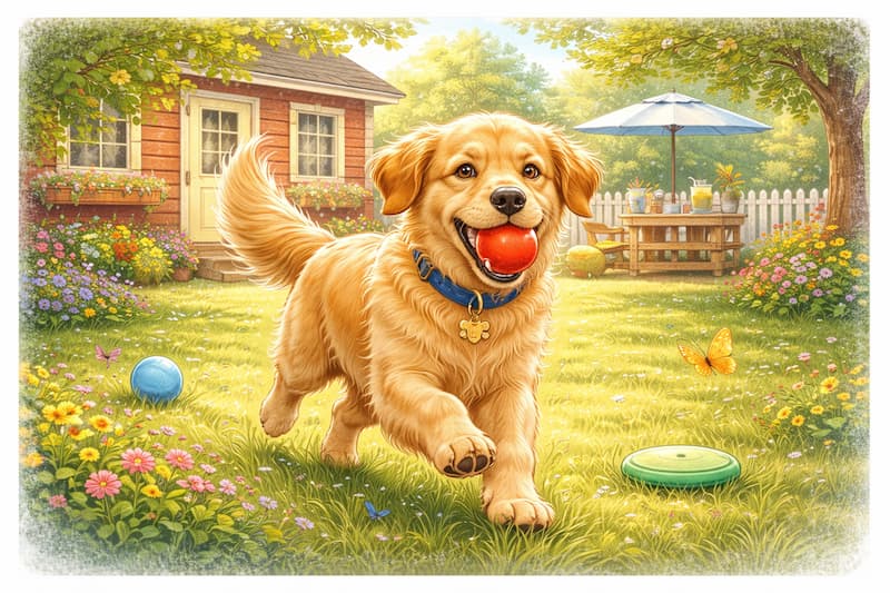 Golden retriever enjoying a sunny day