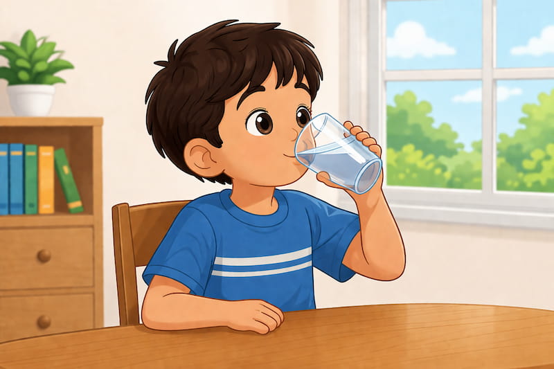 I drink water when I am thirsty.