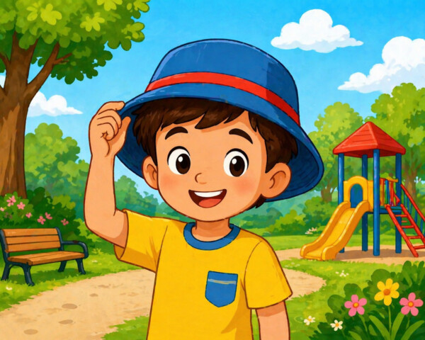 Smiling boy in sunny park