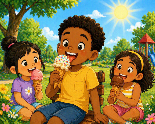 Summer ice cream fun in the park