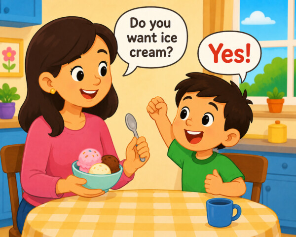 Ice cream excitement in the kitchen