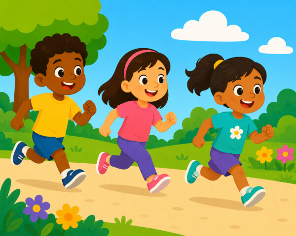 Joyful run through the sunny park