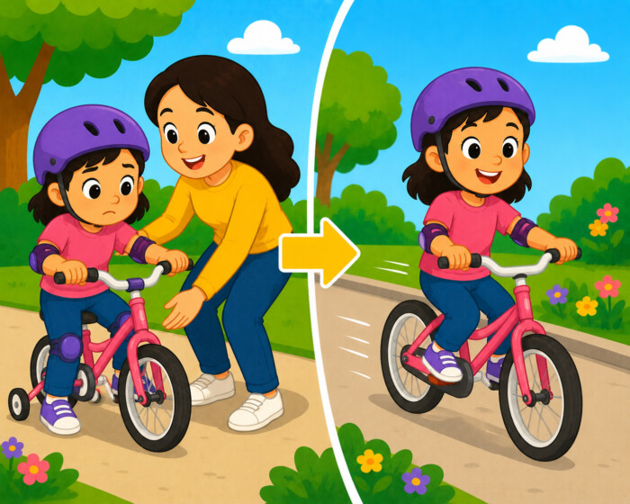 Learning to ride a bike