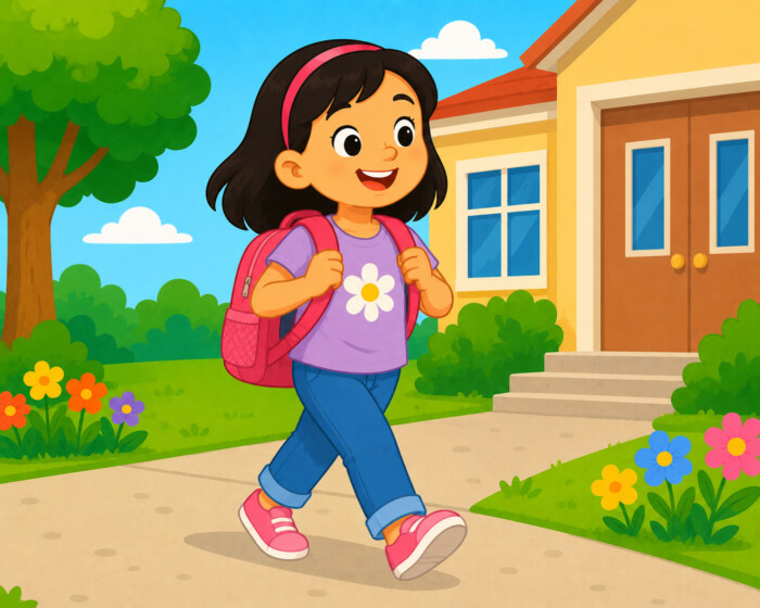 She can carry her backpack easily
