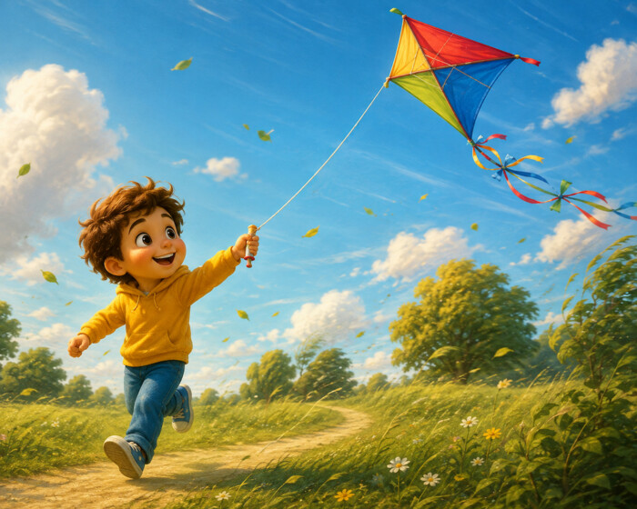 Joyful Kite Flight in the Meadow