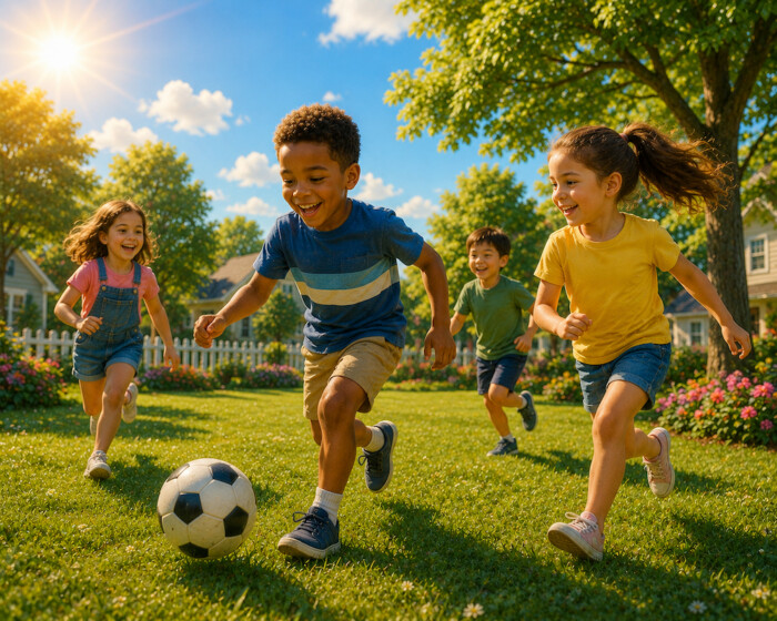 We play outside when the sun is out.