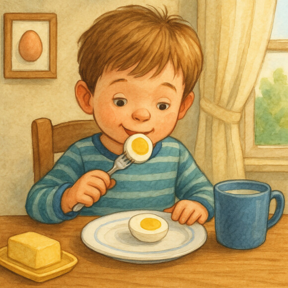 Child Enjoying Breakfast