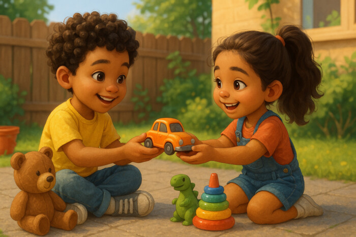 We share our toys.